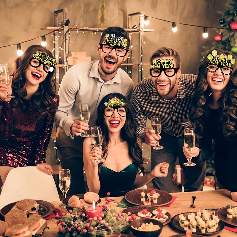 Runloon 12PCS New Year Glasses, Funny New Years Eve Party Paper Glasses Photo Booth Props 2026 Eyeglasses Frames for NYE Party Supplies Decorations 2026 - Image 3